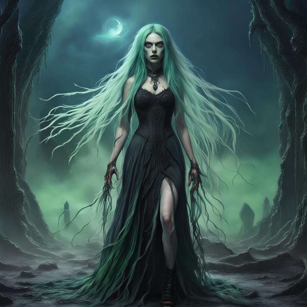 Ethereal Demon Witch in a Fantasy Concept Art Style