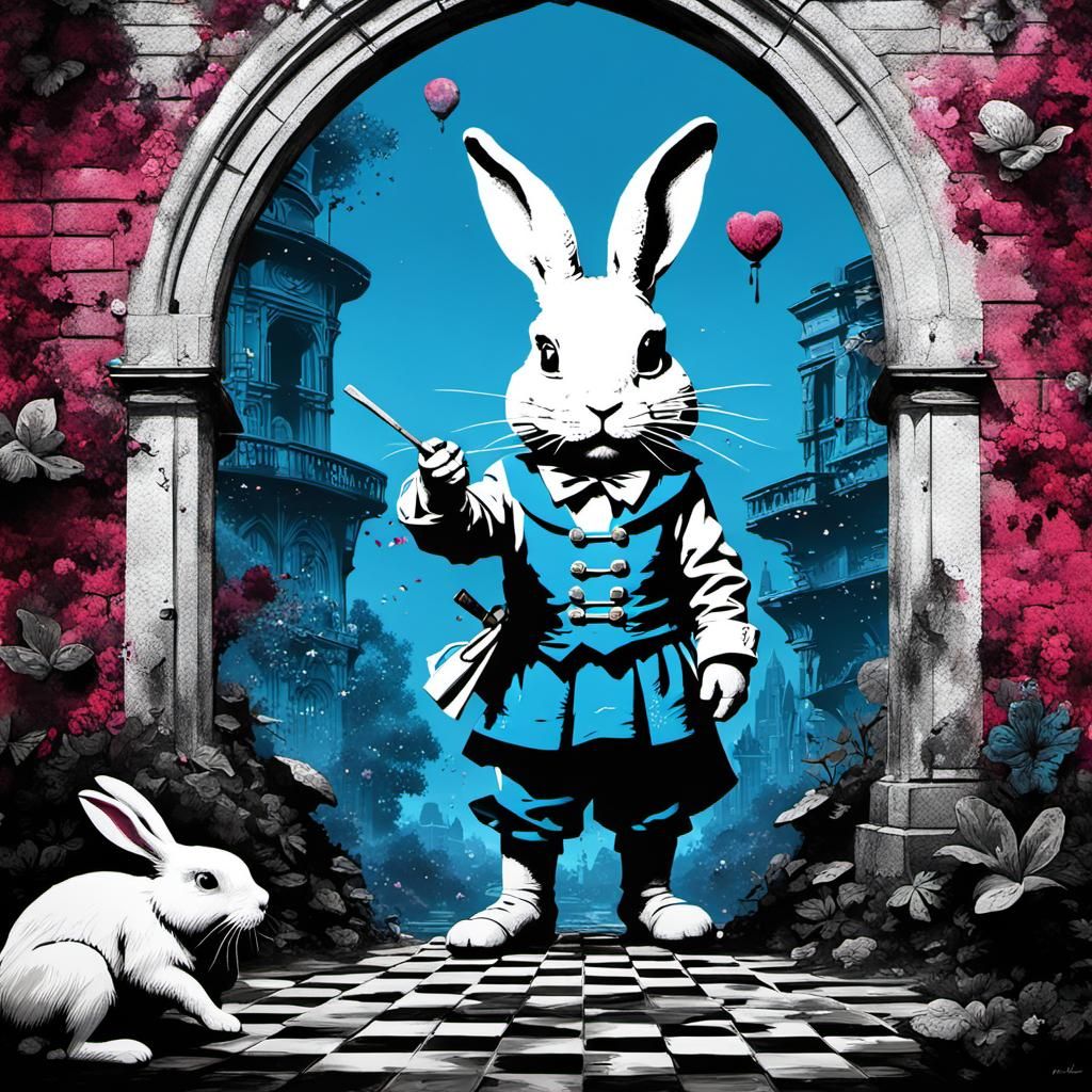 Alice in Wonderland Stencil Art, Michelangelo & Banksy Style