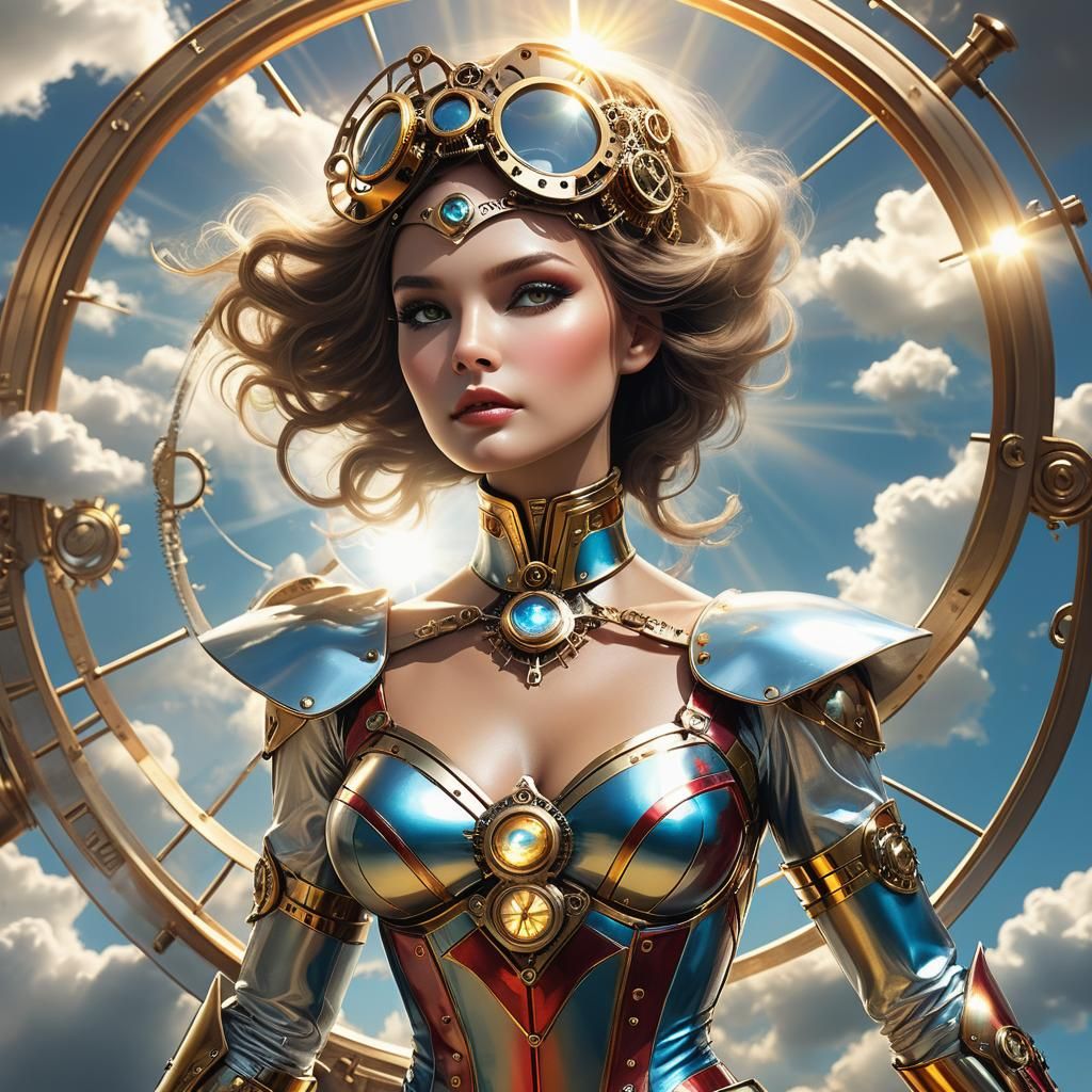 imagine” super woman steampunk high gloss hyper detailed