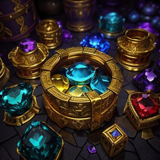 Treasure Chests Overflowing with Gold in Dungeon