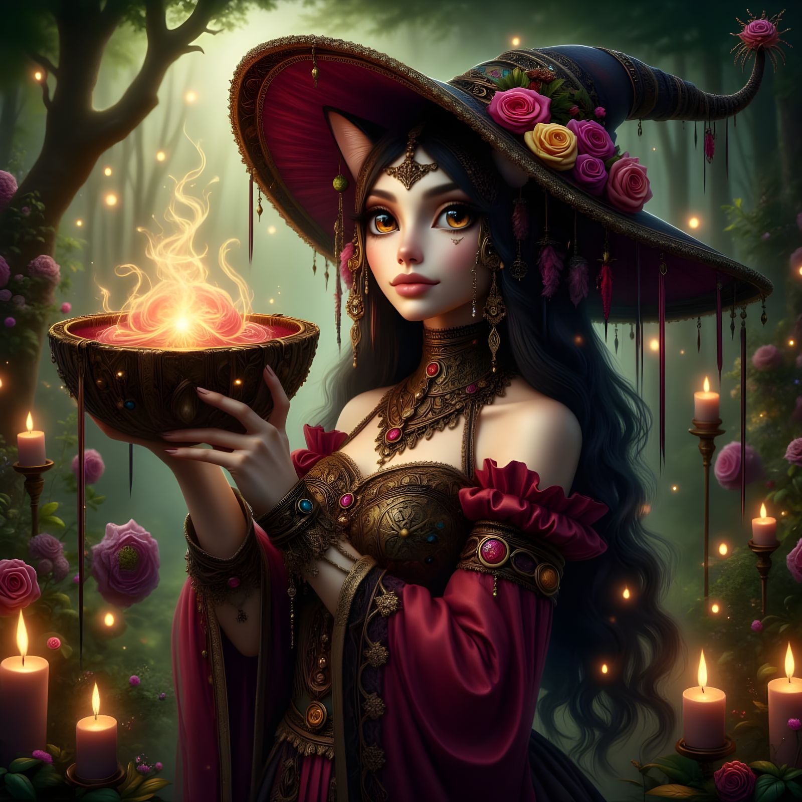 Mystical Feline Fortune Teller in Arcadian Splendor
