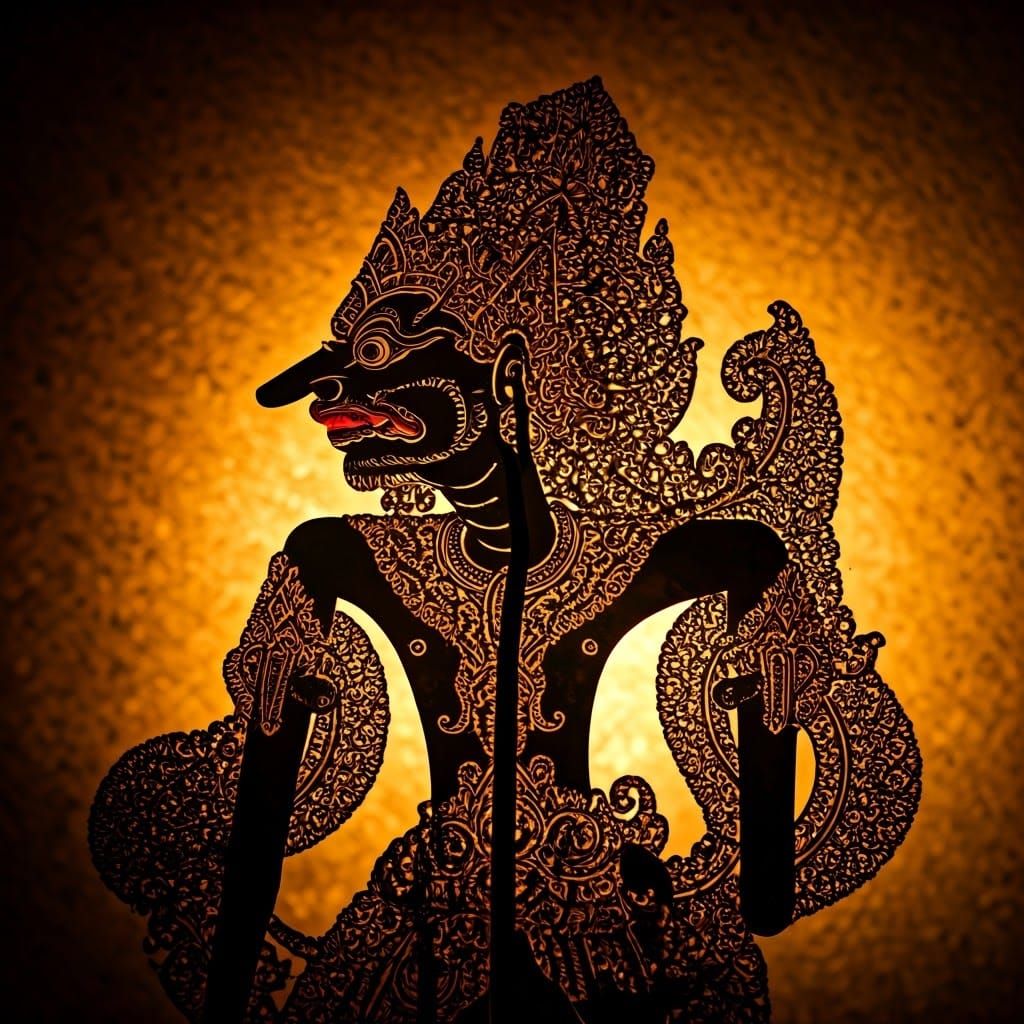 Sri Lankan shadow puppet.  "Sevaneli rukada"