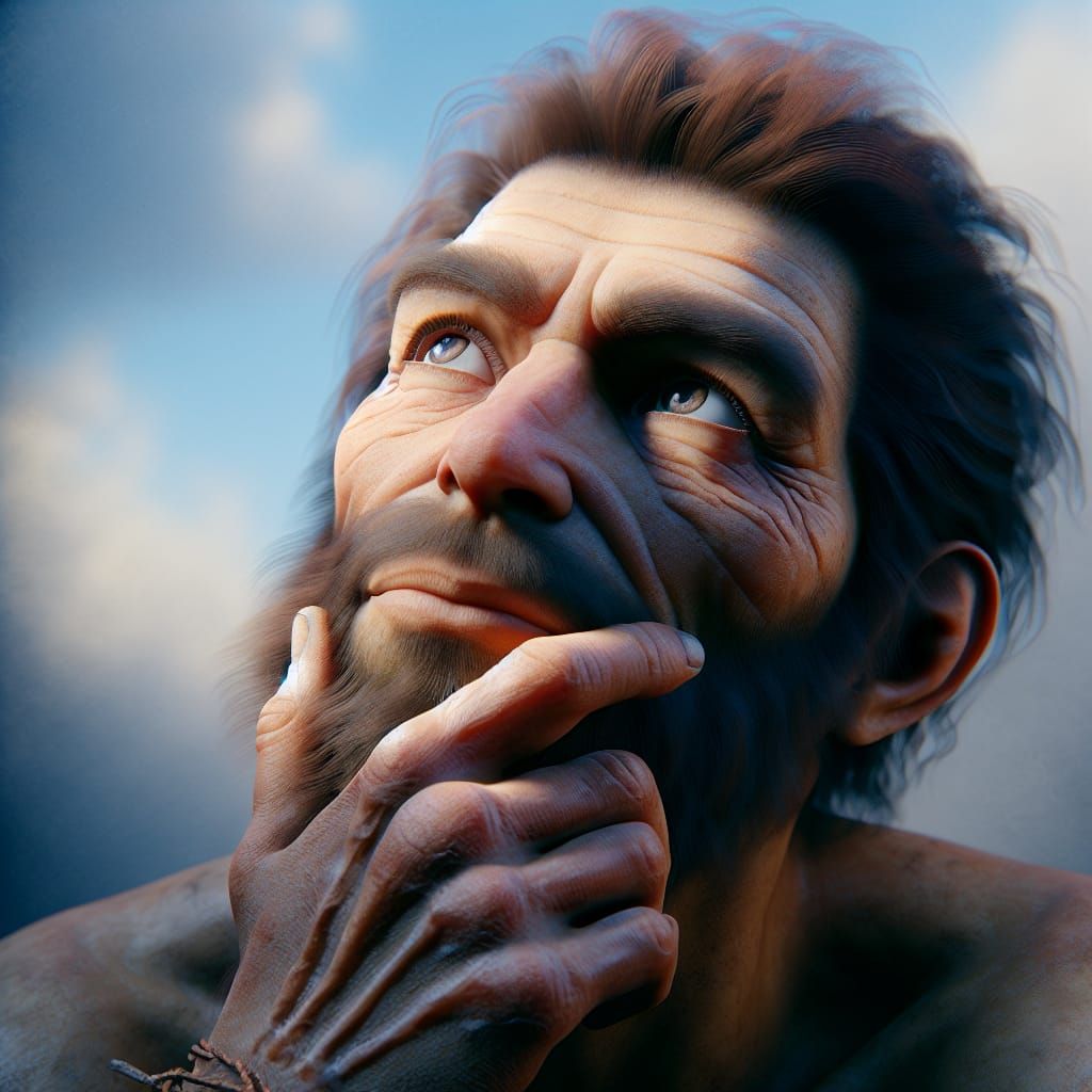 Contemplative Homo Sapiens in Detailed Matte Painting