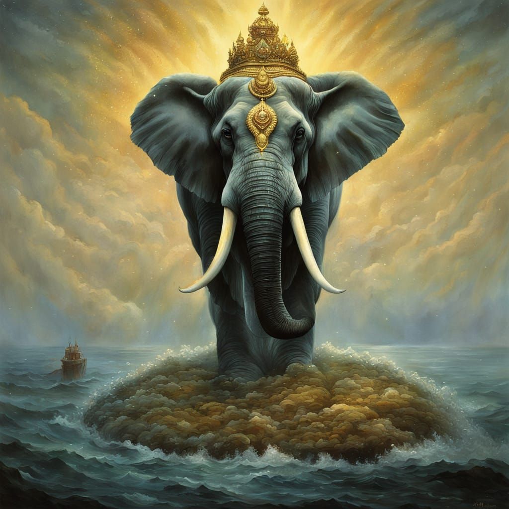 Majestic White Elephant Emerges from Ocean Waters in Raja Ra...