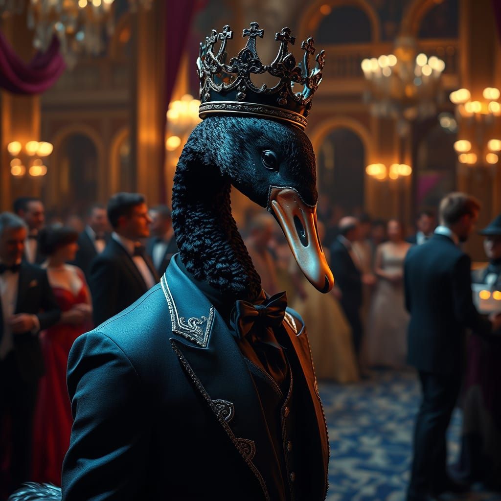 Elegant Black Swan in Midnight Attire