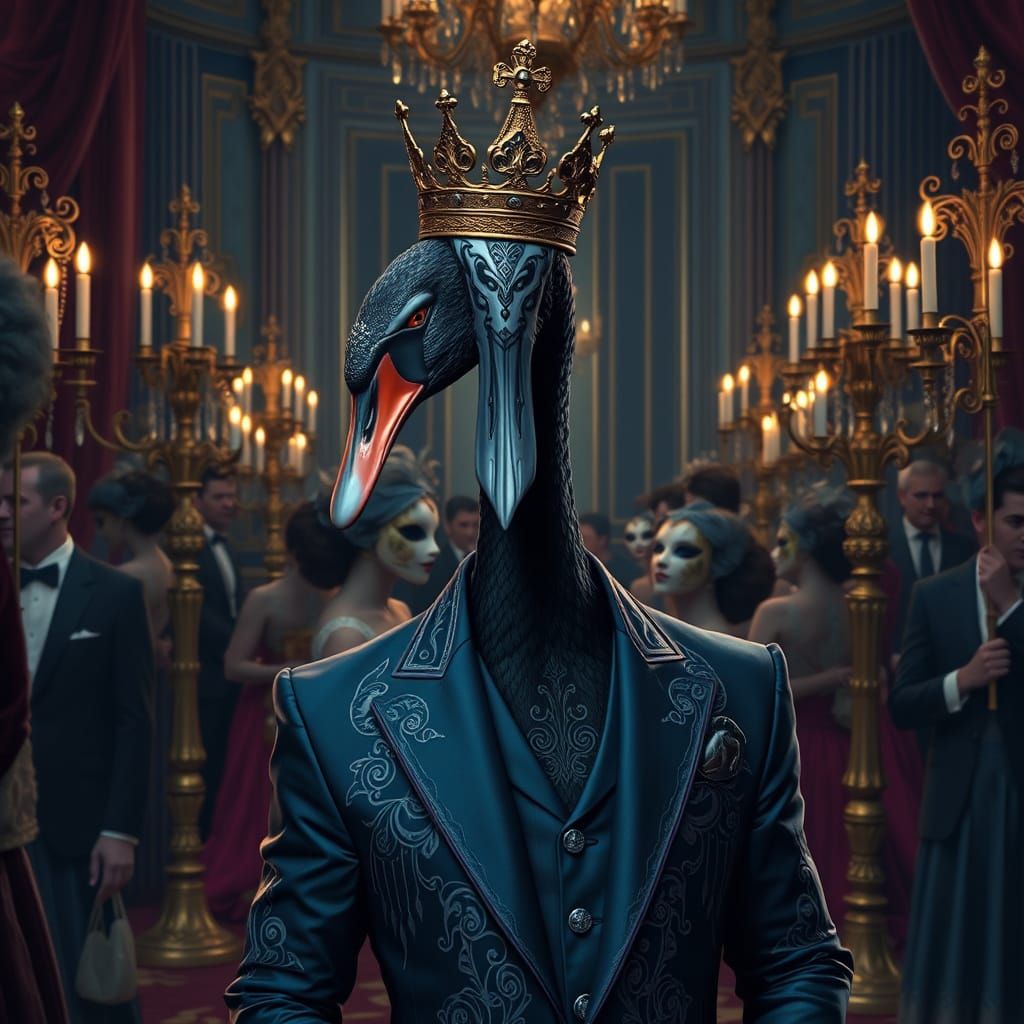 Elegant Black Swan King at Masquerade Ball