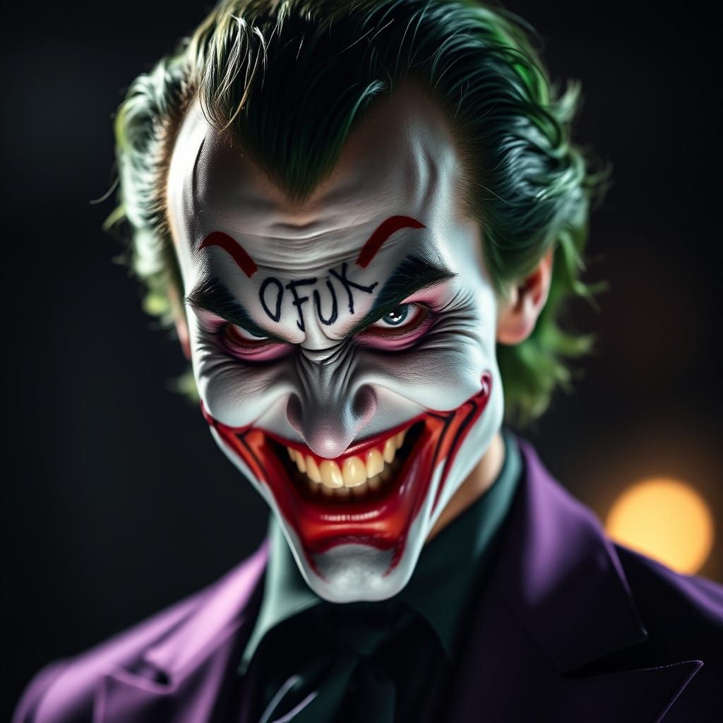 Fierce Joker in Rich Purple and Green Attire