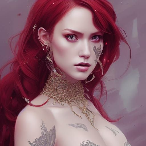 Elegant Redhead in Gown, Hyper-Detailed 8K Portrait