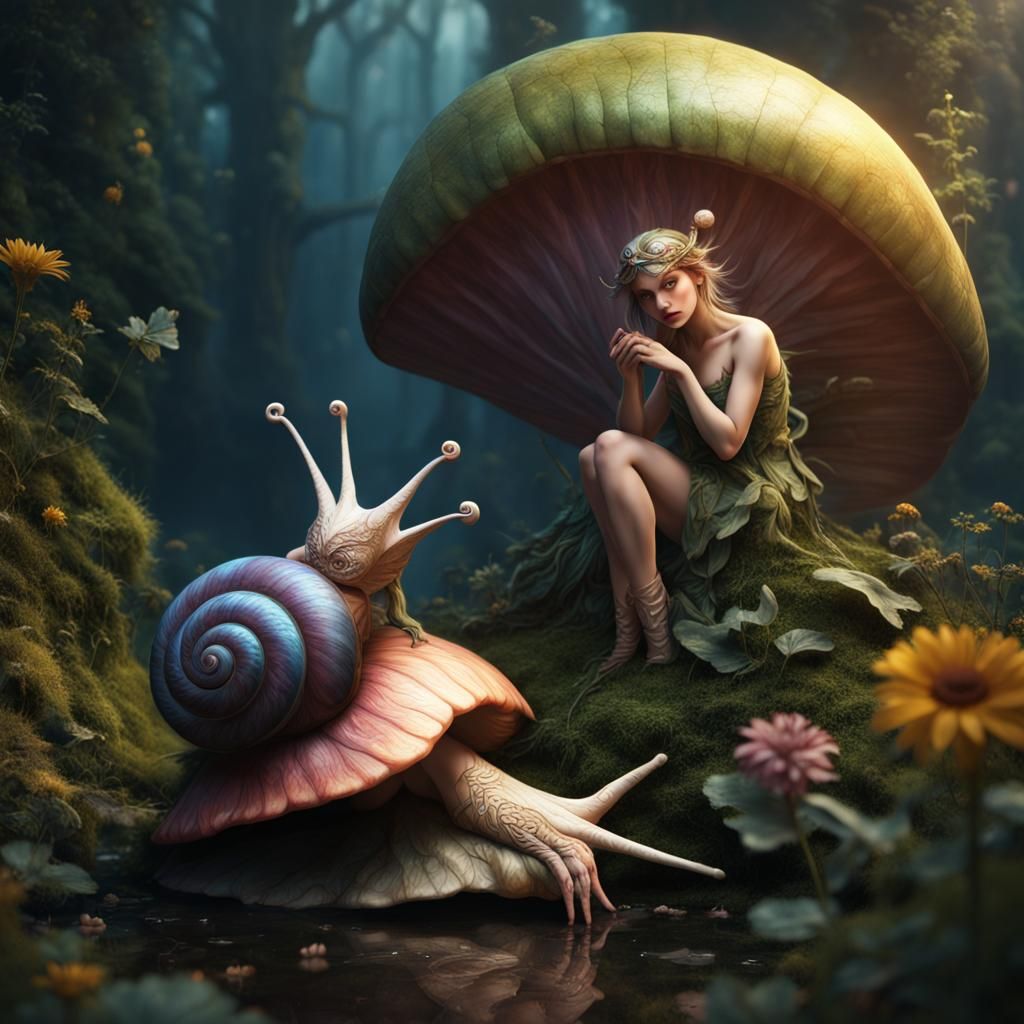 Fairy and Snail: Detailed Matte Painting