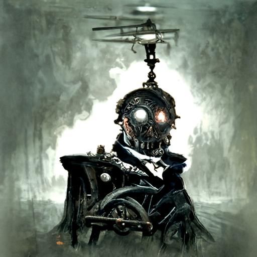 Sinister Portrait in Steampunk Horror Style