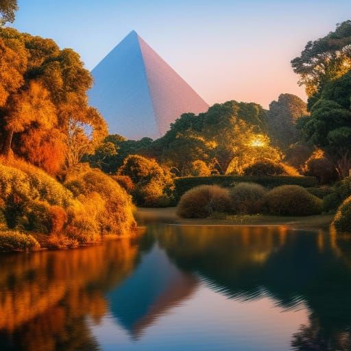 Glowing Pyramid in Ancient Chinese City, Digital Art