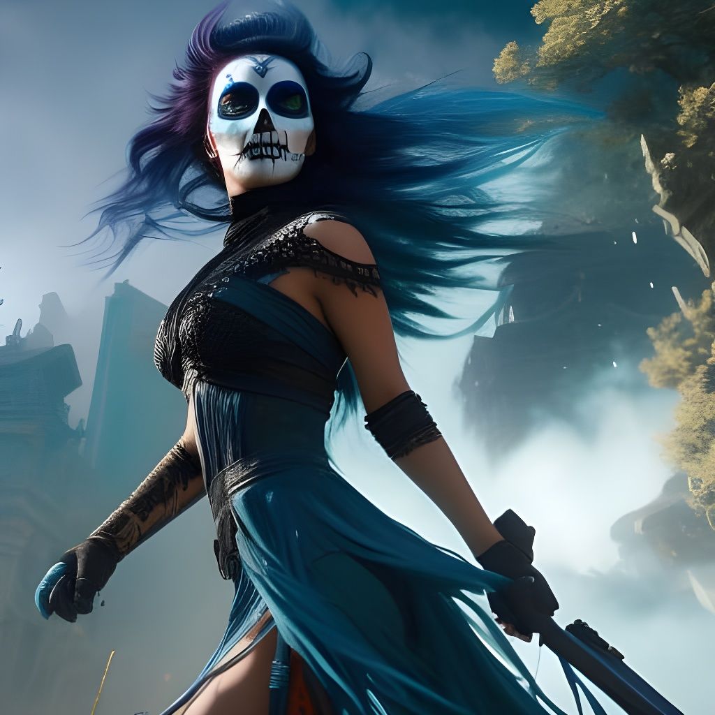 Anime Girl with Día de los Muertos Makeup