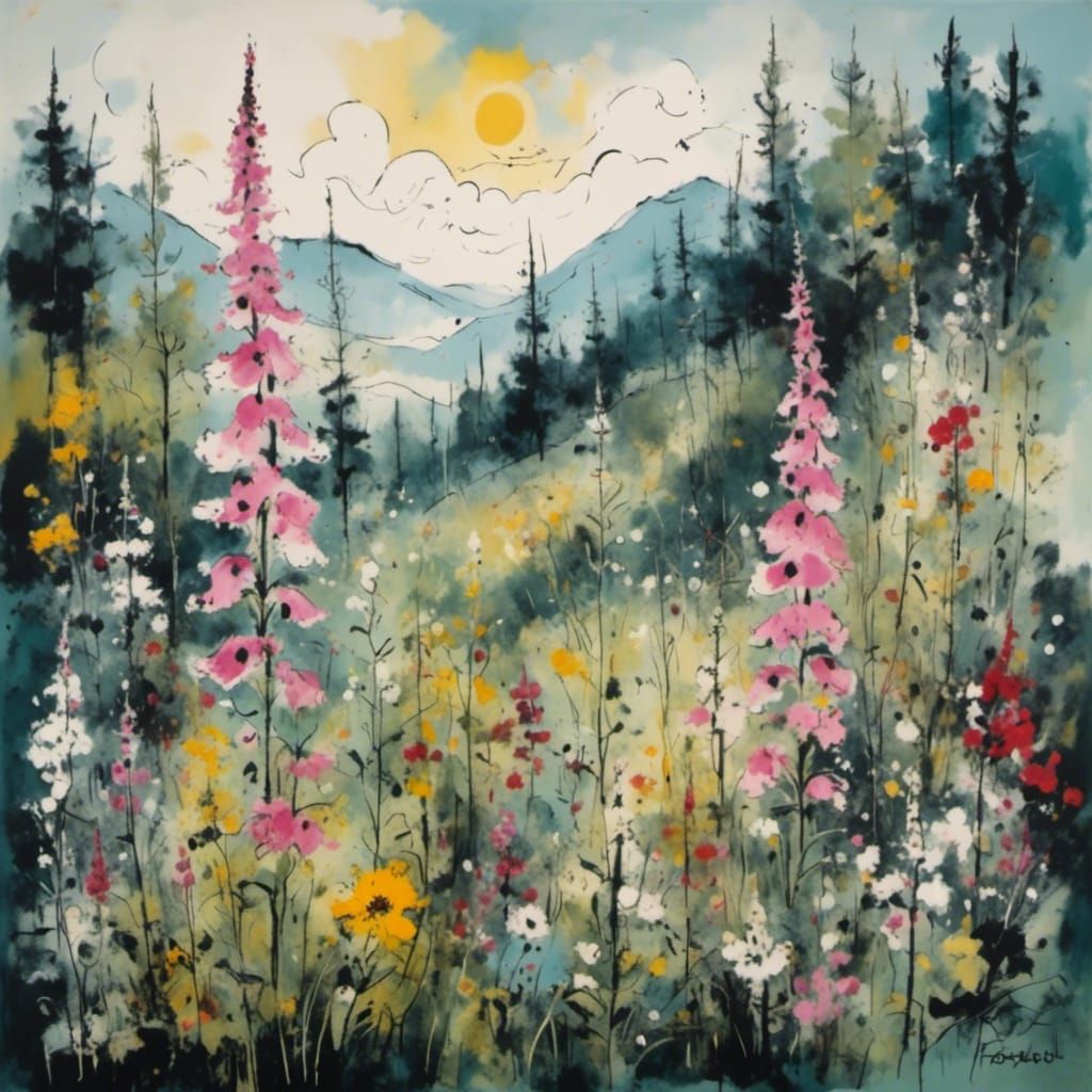 Ethereal Foxglove Botanical Print in Fantasy Style