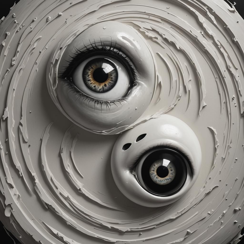 Yin and Yang Eyes in Hyperrealistic Style