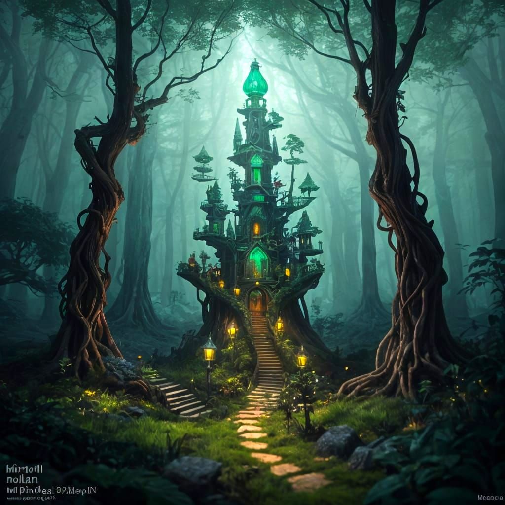 Steampunk Elven Forest with Clockwork Animals