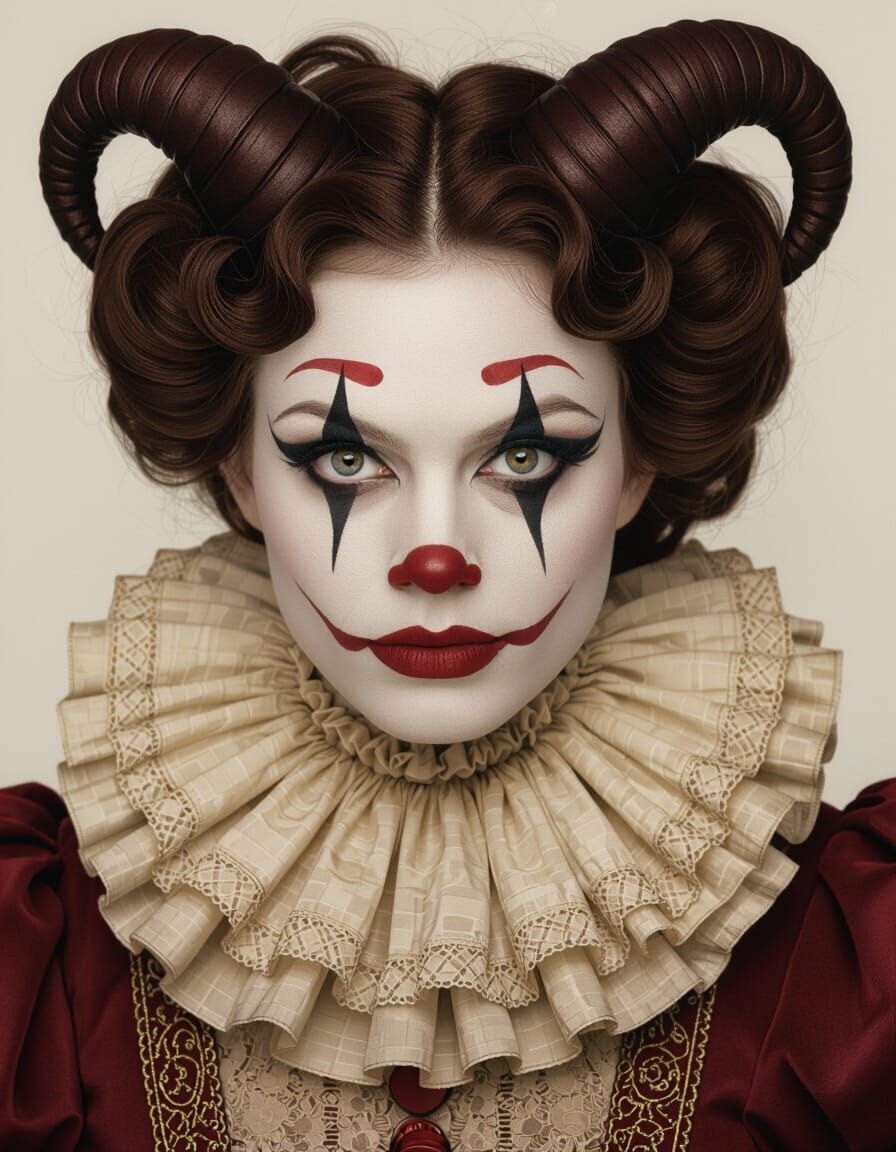 Woman in Clown Makeup with Candle