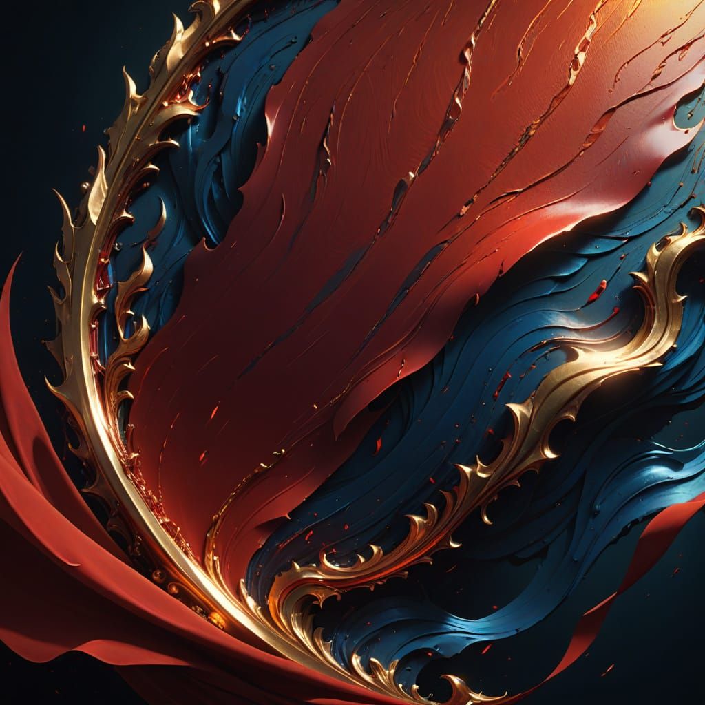 Blood Red Banner in Vibrant Digital Painting