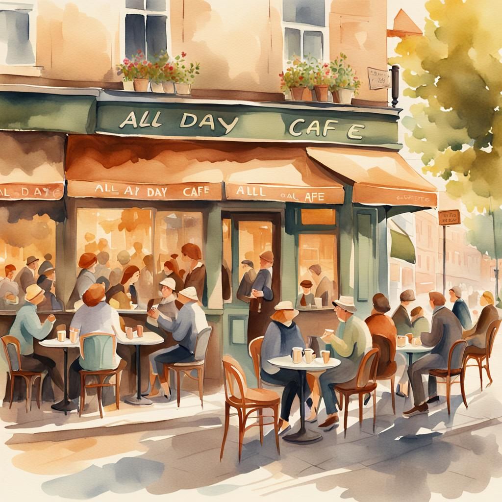 Cozy Neighborhood Café on a Warm Afternoon