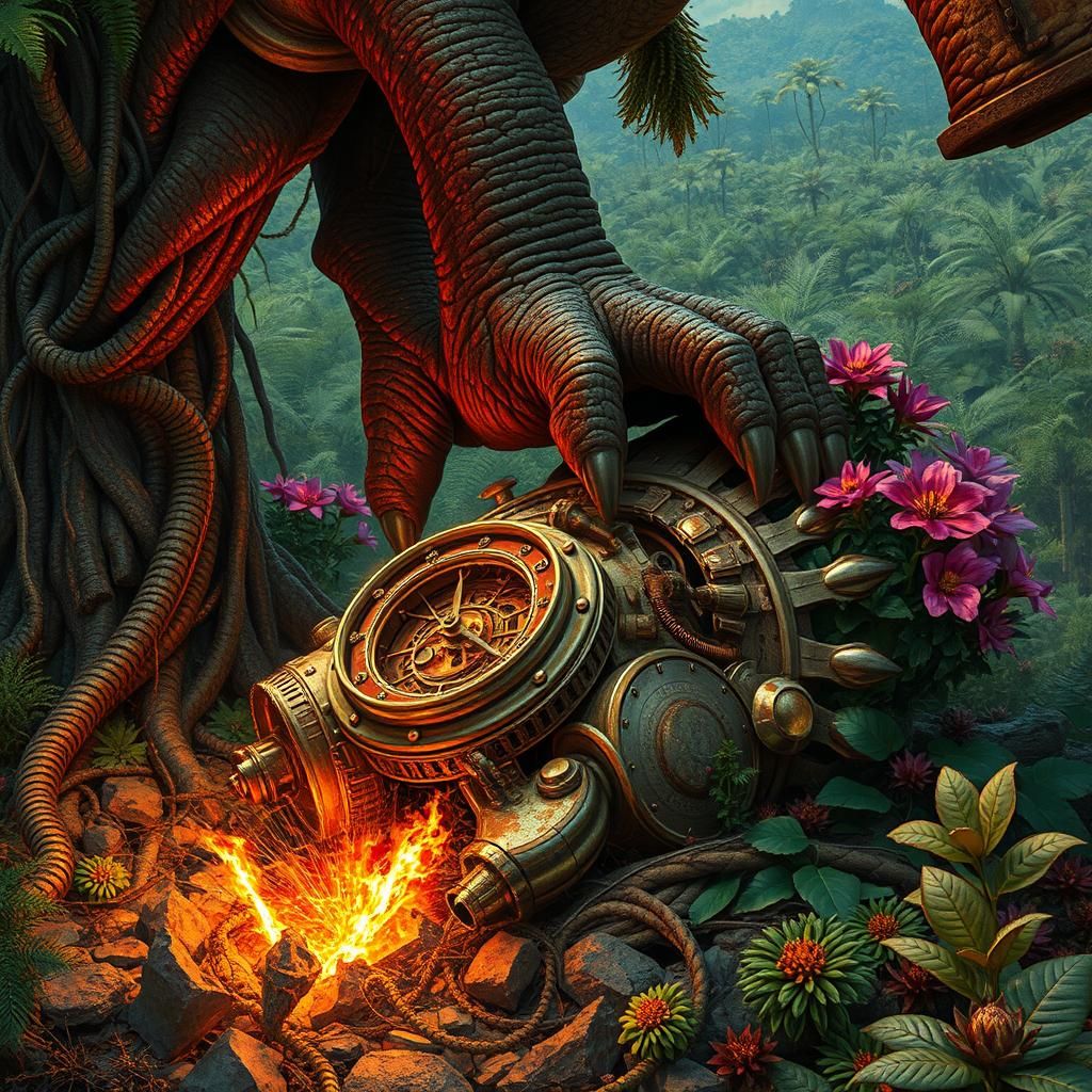 Dinosaur Crushes Time Machine: Sci-Fi Meets Prehistoric