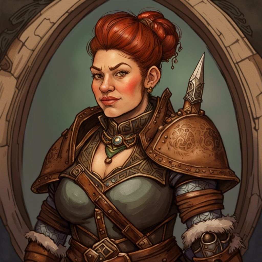 Dwarven Queen in Victorian Attire, Whimsical Fantasy Art