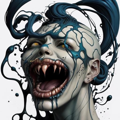 Distorted Liquid Face Digital Art Portrait