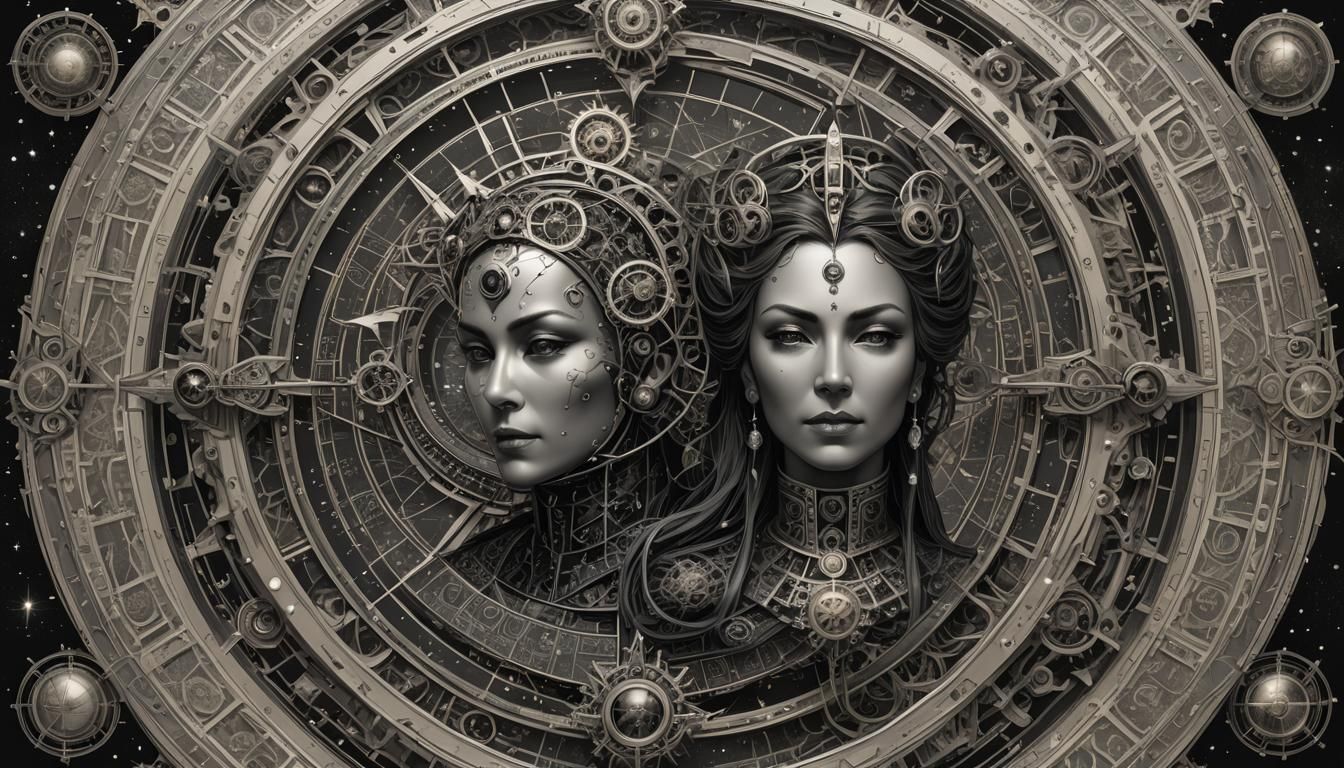 Widow Queen Portrait in Clockwork Star Map