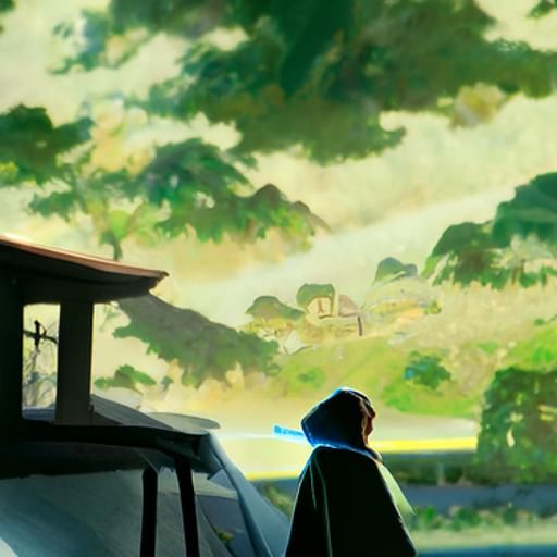 Obi-Wan Kenobi in Studio Ghibli Anime Style
