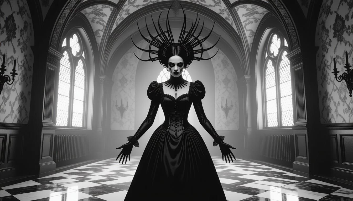 Gothic Biomechanical Transformation in Film Noir Style