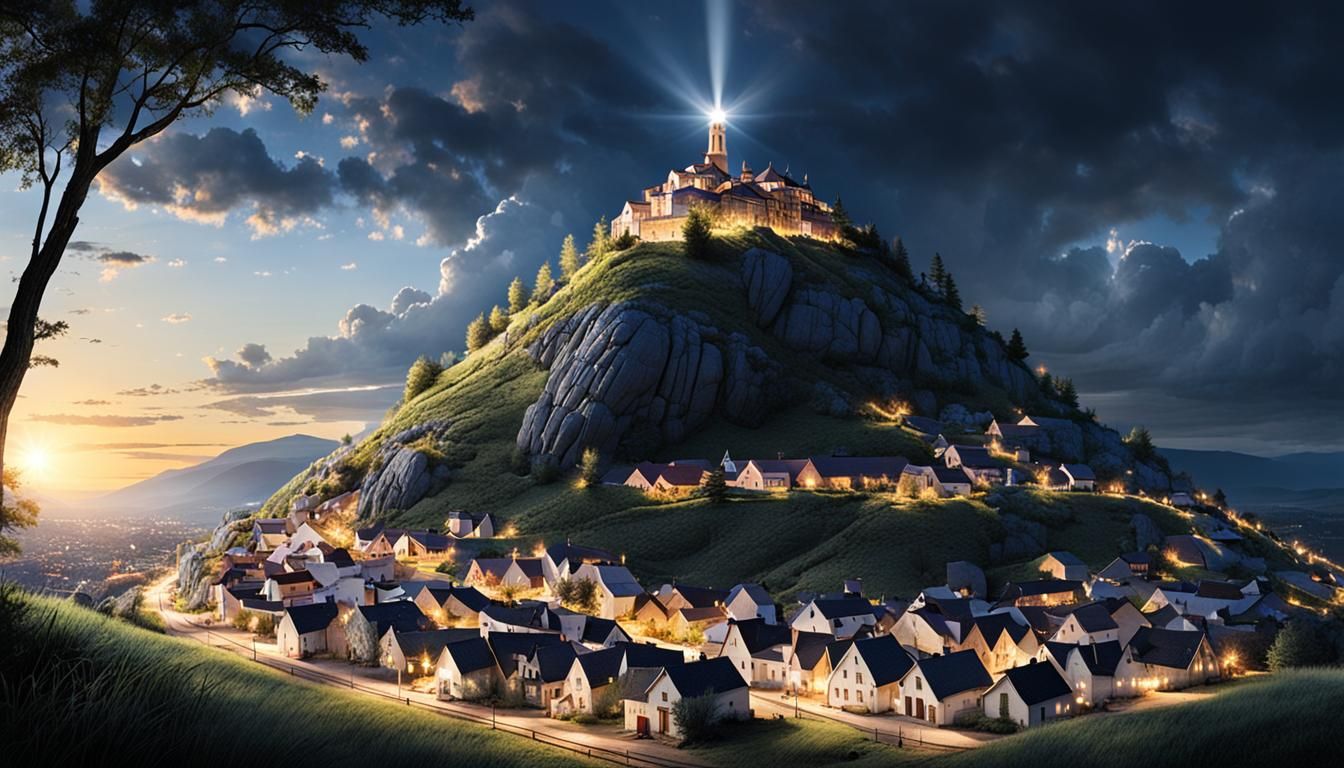 Radiant Hilltop Town: A Beacon of Light
