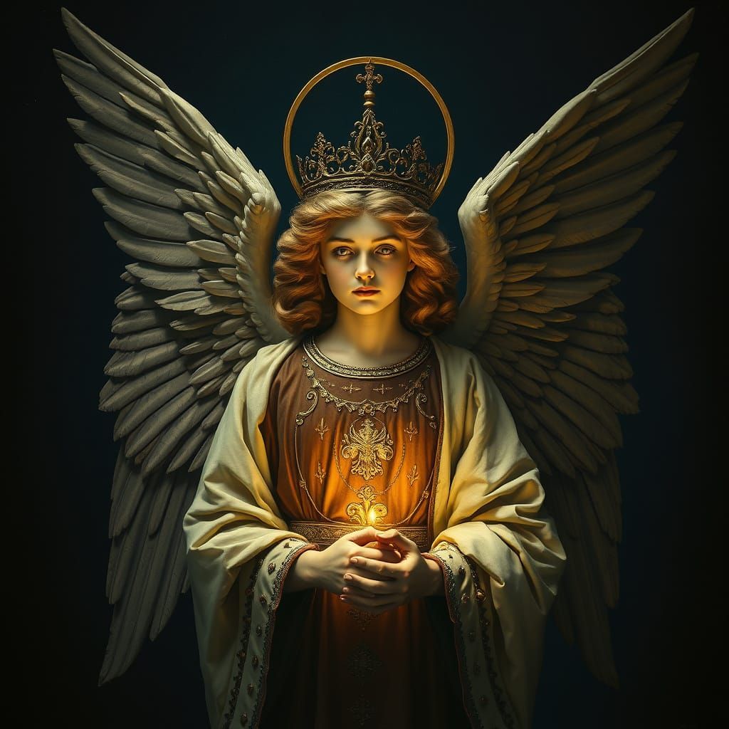 Polish Guardian Angel Fine Art Oil Painting