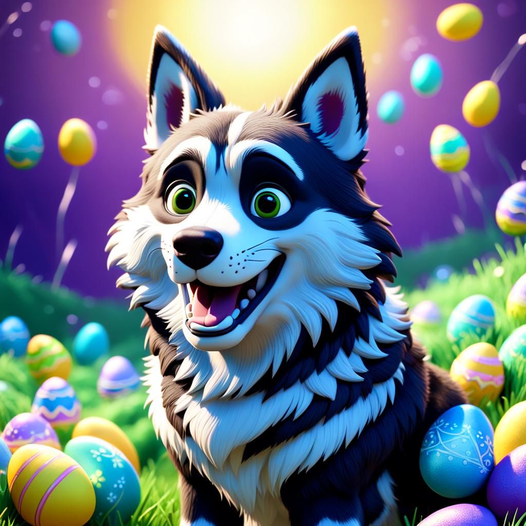Balto Celebrates Easter: 3D Digital Art