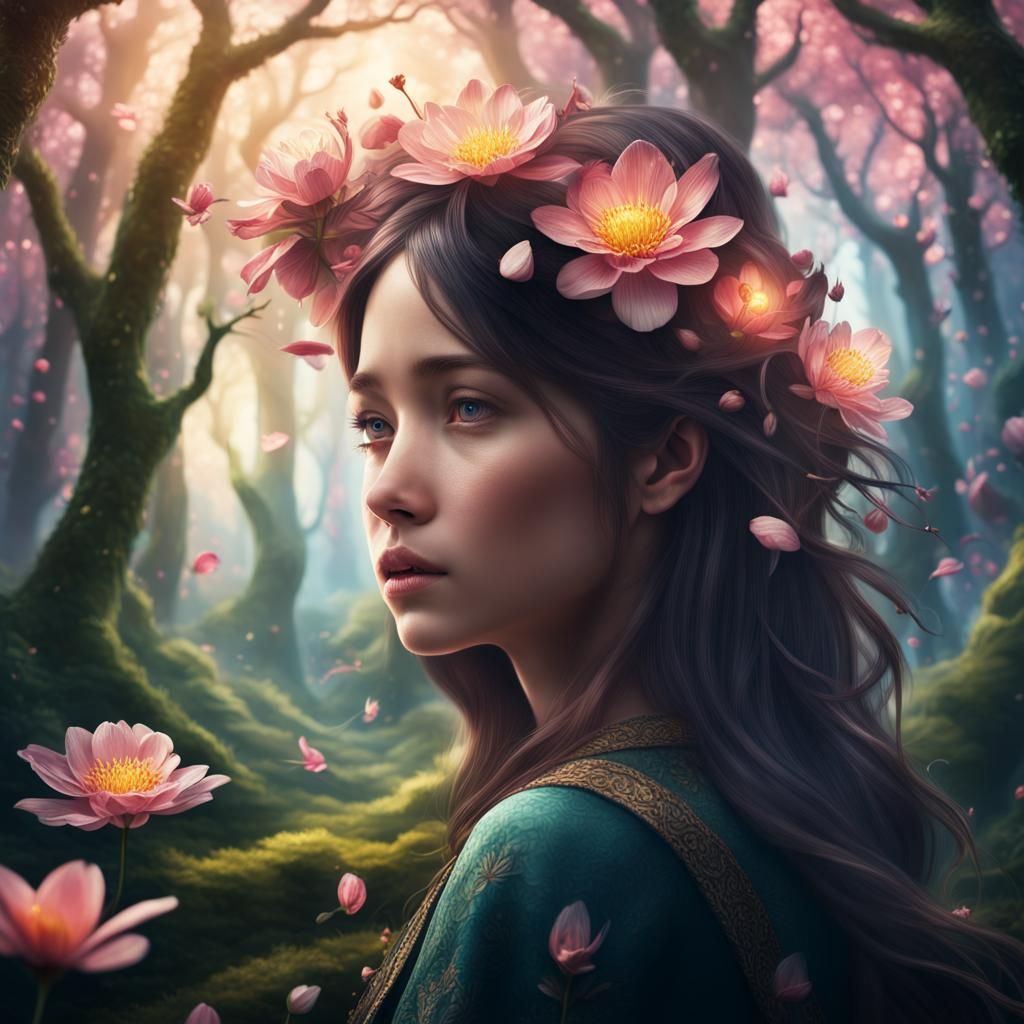 Enchanting Forest Hidden Within Flower Petals