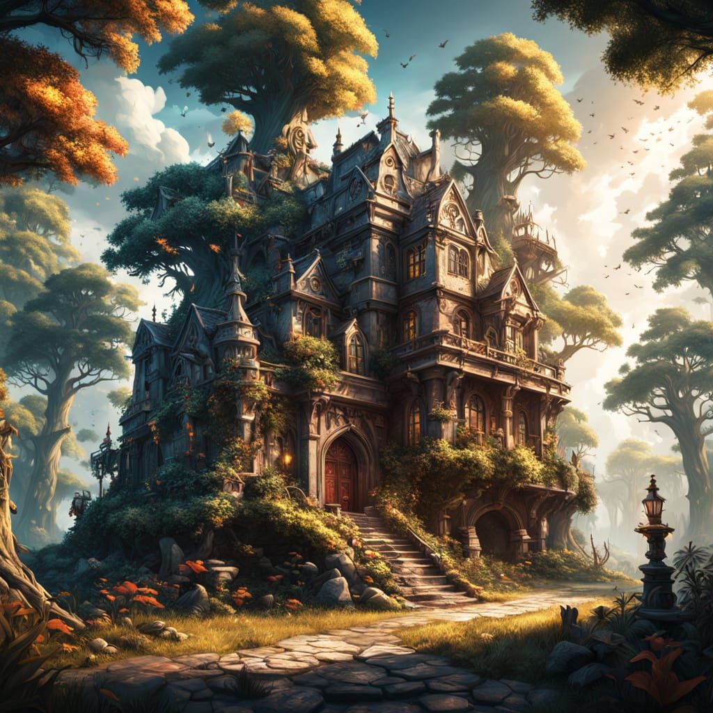 Squirrel Knight Guarding Oak Tree in Fantasy Art Style