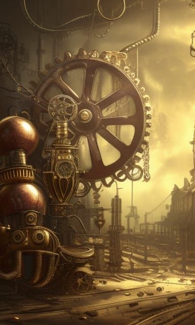 Steampunk Gears and Cogs in Metallic Style