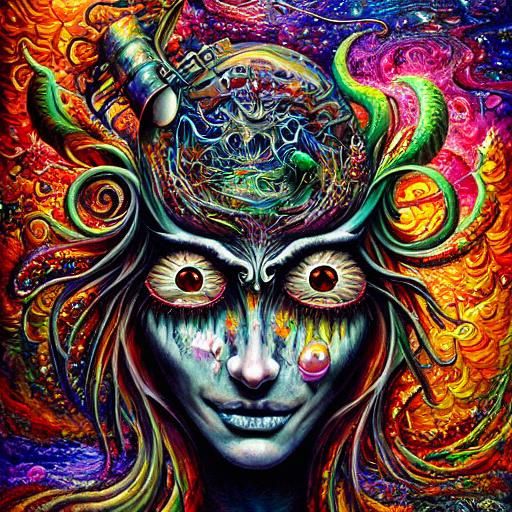 Intricate Hellscape Painting in Impasto Style