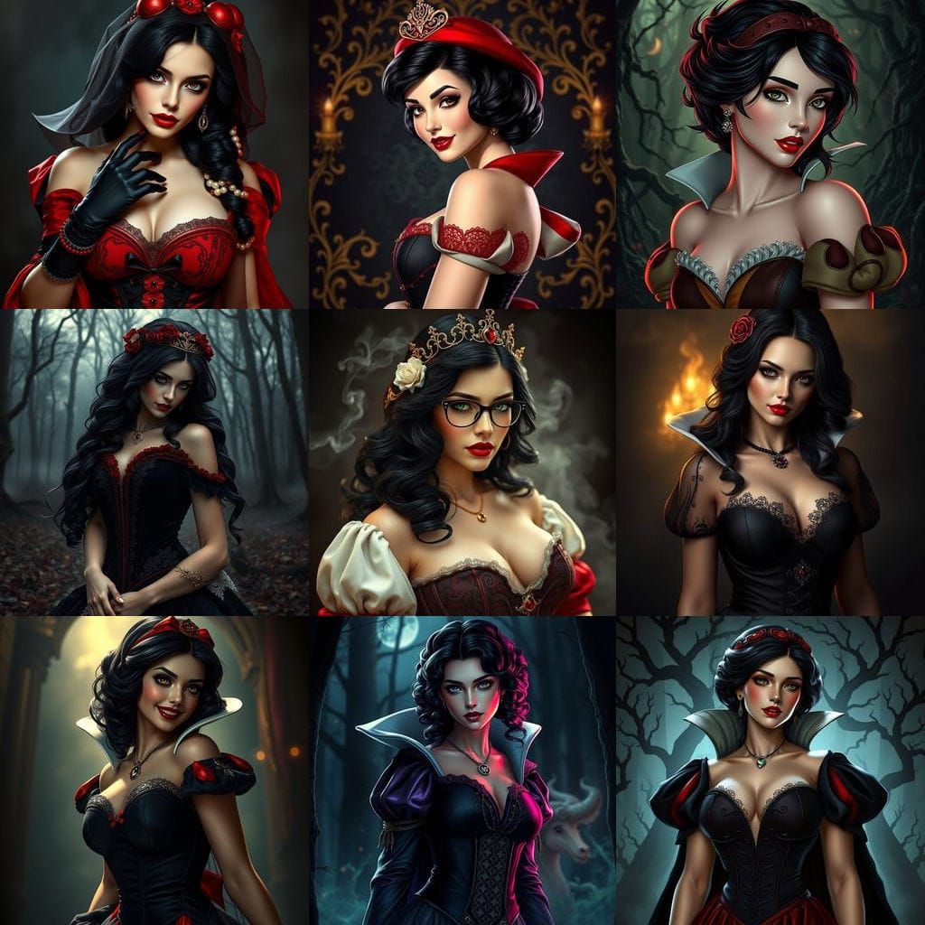 Dark Disney Snow White in Pinup Style