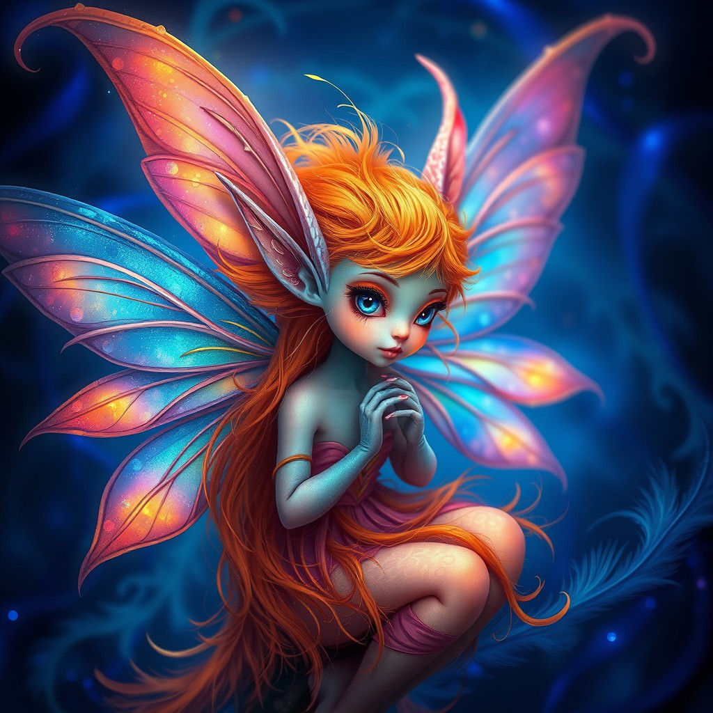 Vibrant Fairy Elf with Iridescent Wings