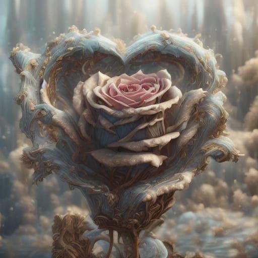 Ethereal Dreamscape of Pink Roses and Golden Light