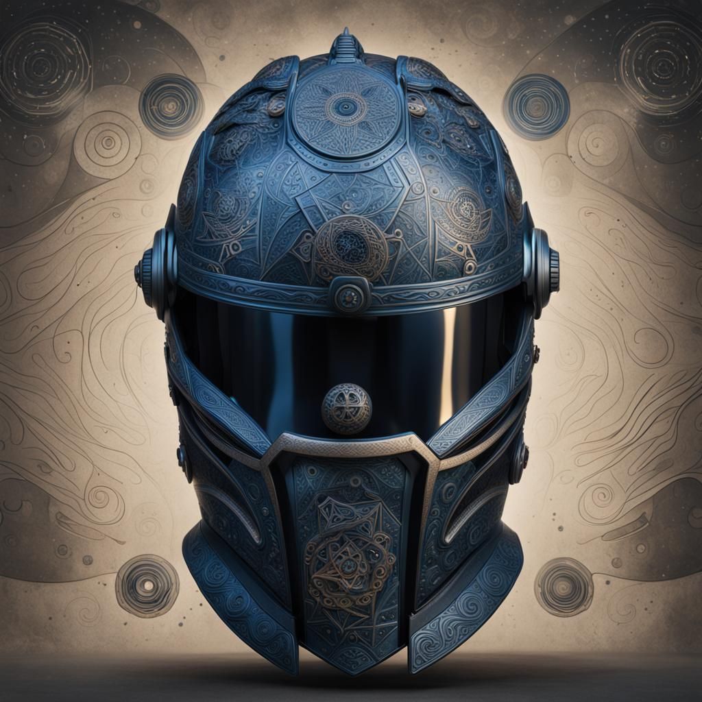 Hyperrealistic Helmet with Intricate Constellation Carvings
