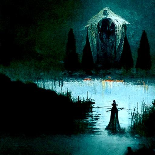 Sinister Lady of the Lake: Dark Fantasy Art