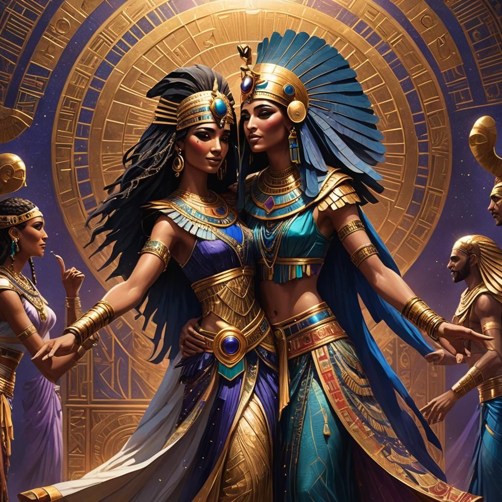 Isis and Ra Dancing: Hyperrealistic Egyptian Ball