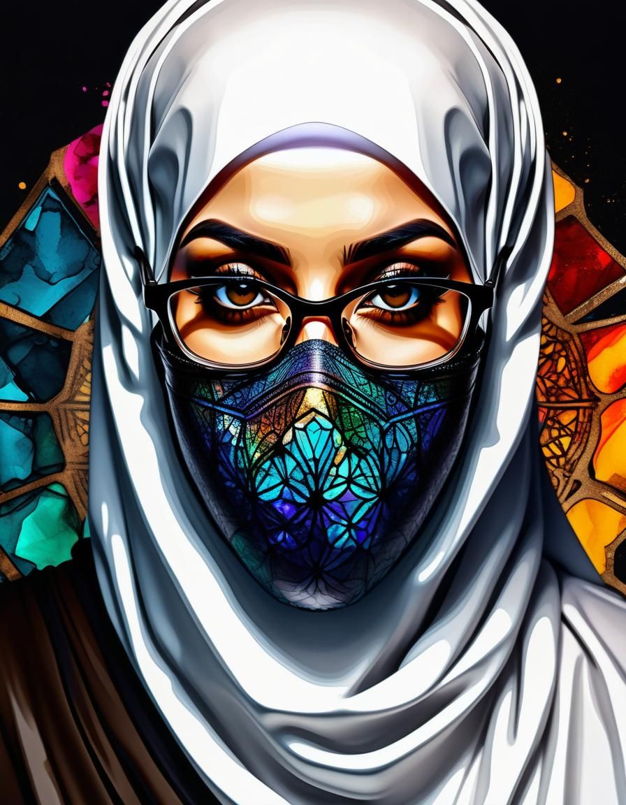 Psychedelic Pop Art Portrait of Niqabi Woman
