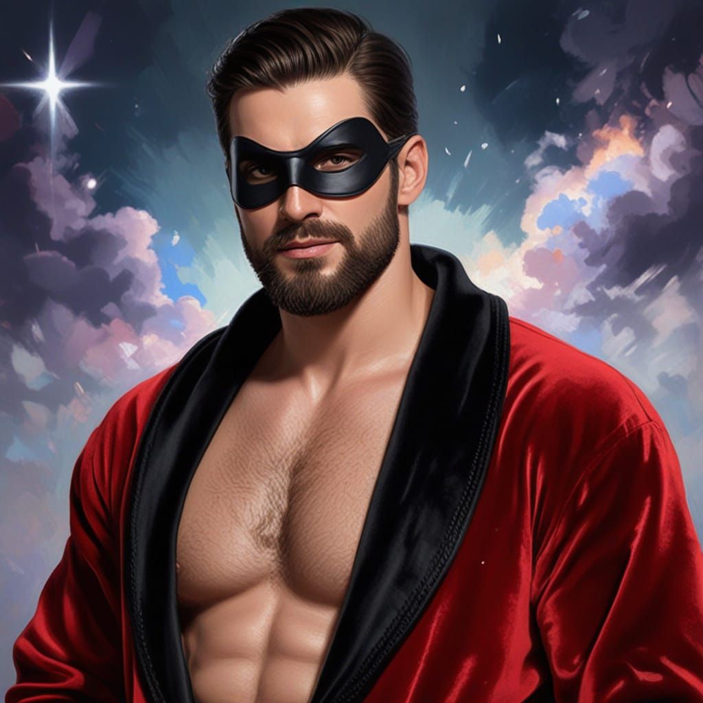 Handsome Man in Velvet Robe, Matte Painting Masterpiece
