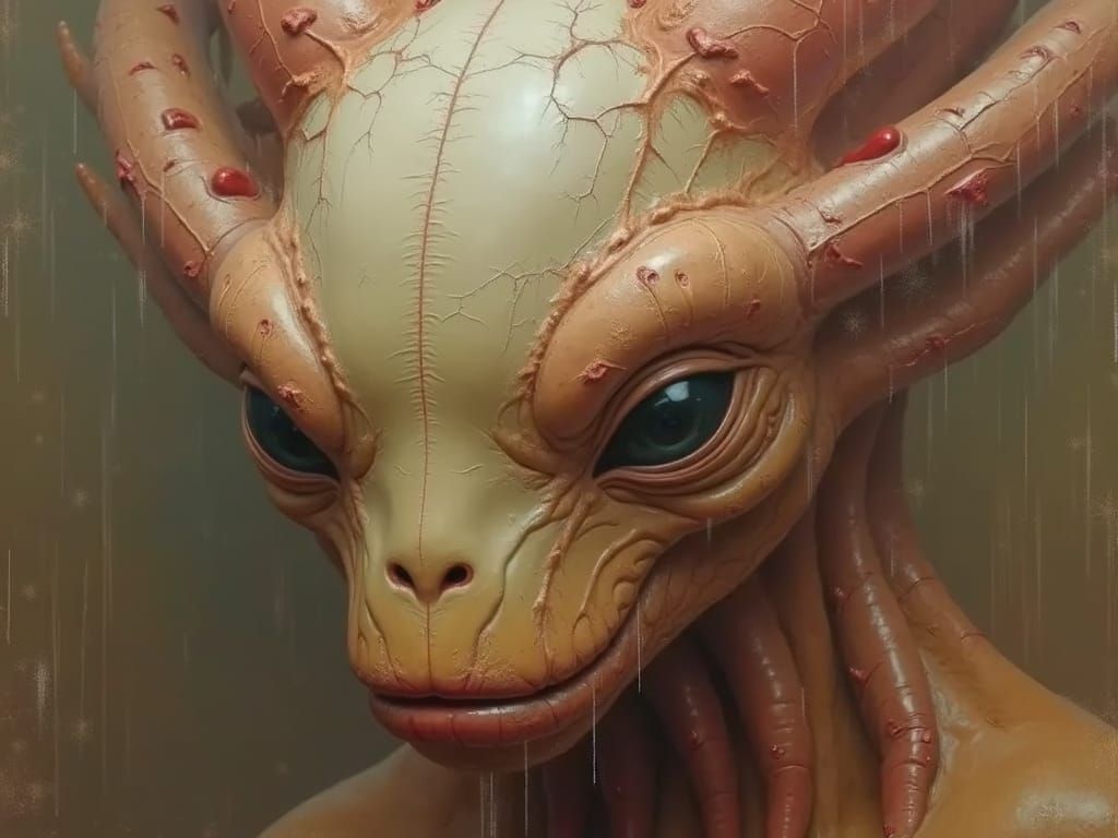Abstract Alien Portrait in Bizarre Landscape