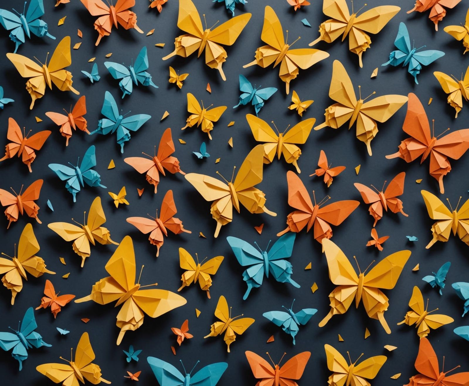 Origami Butterflies Emerge From Pencil Sketches In Abstract ...