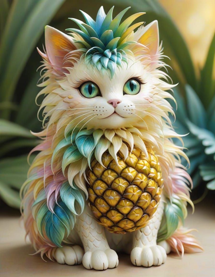 Fanciful Feline with Pineapple Hues
