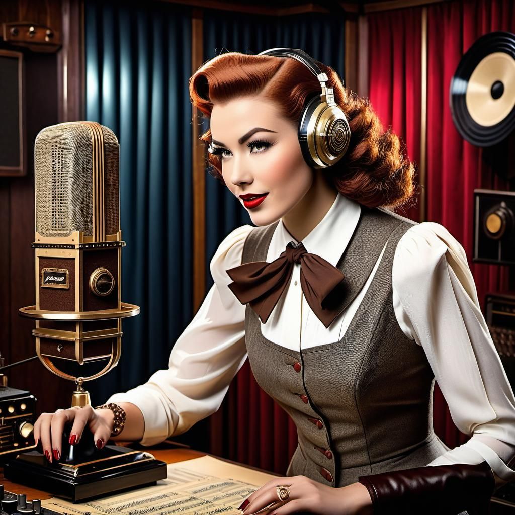 1930s Radio Hostess in Steampunk Studio