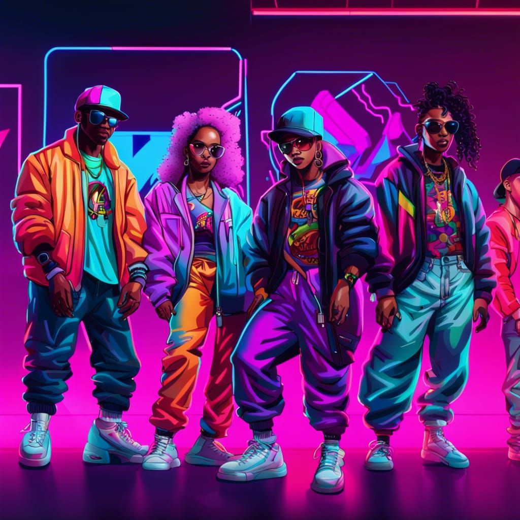 Retro Hip-Hop Block Party in Neon Lights