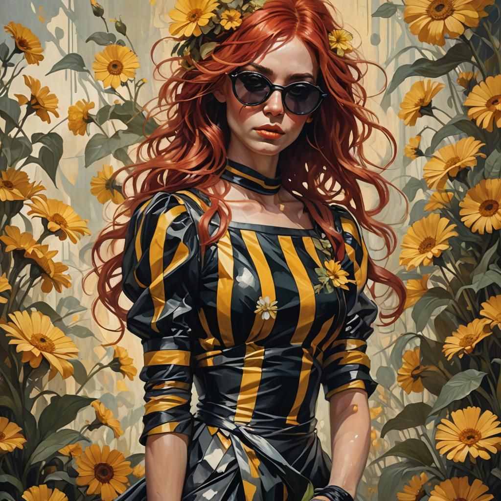 Woman with Flowers in Painterly Fantasy Art