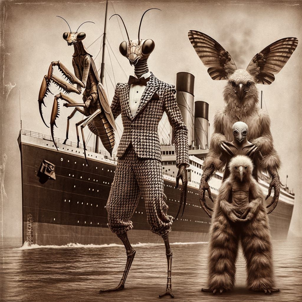 Eerie 19th Century Style Humanoids on Titanic